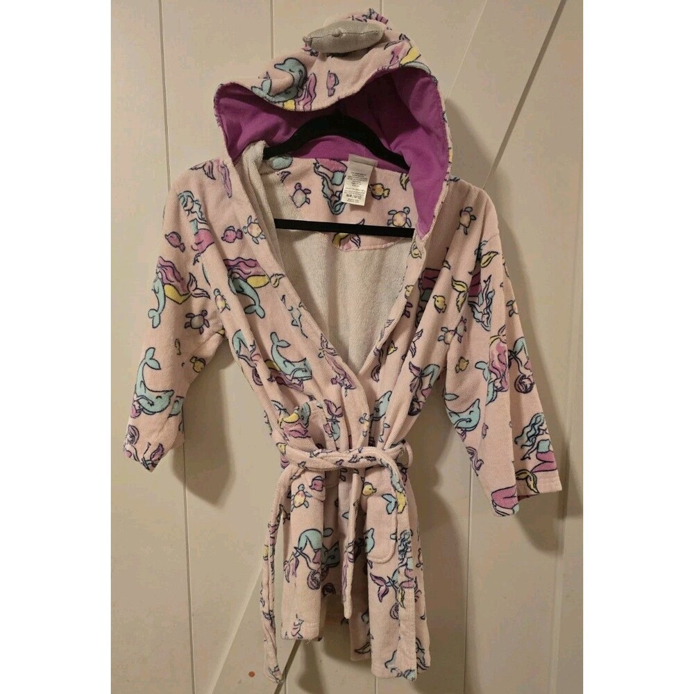 Saint Eve Girls Mermaid Bathrobe Hooded Swim Cover Up Pink Size M 10/12